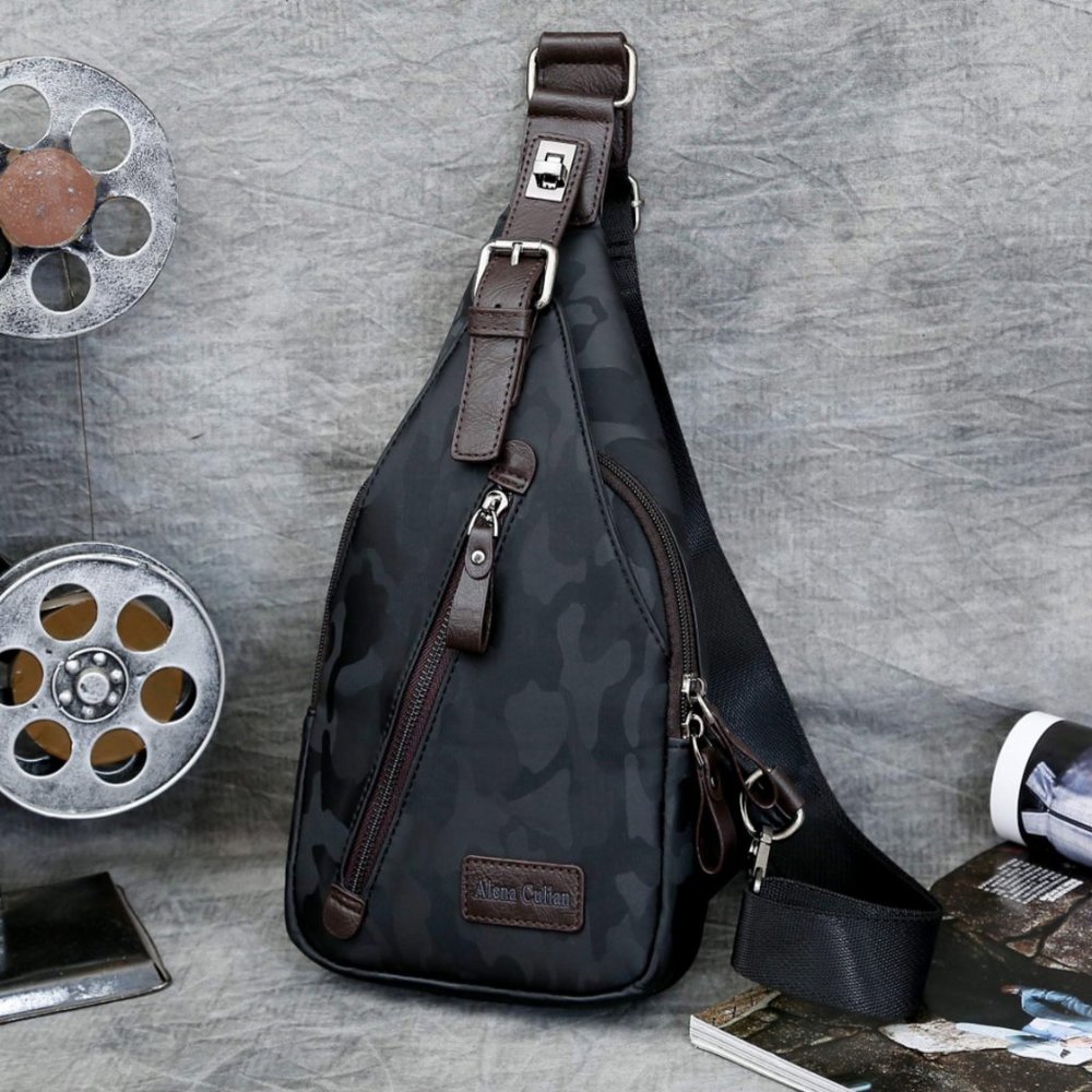 Black Camouflage Chest Bag / Travel Sport Crossbody Bag
